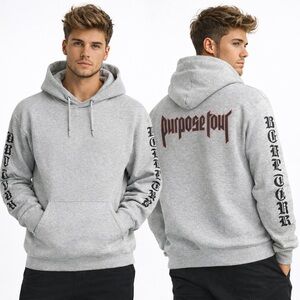 Justin Bieber Purpose Tour Grey Concert Hoodie Sweatshirt Medium